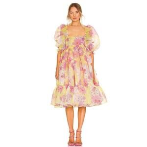 NWT Selkie French Puff Floral Midi Dress Size Small The Goldie #2C501